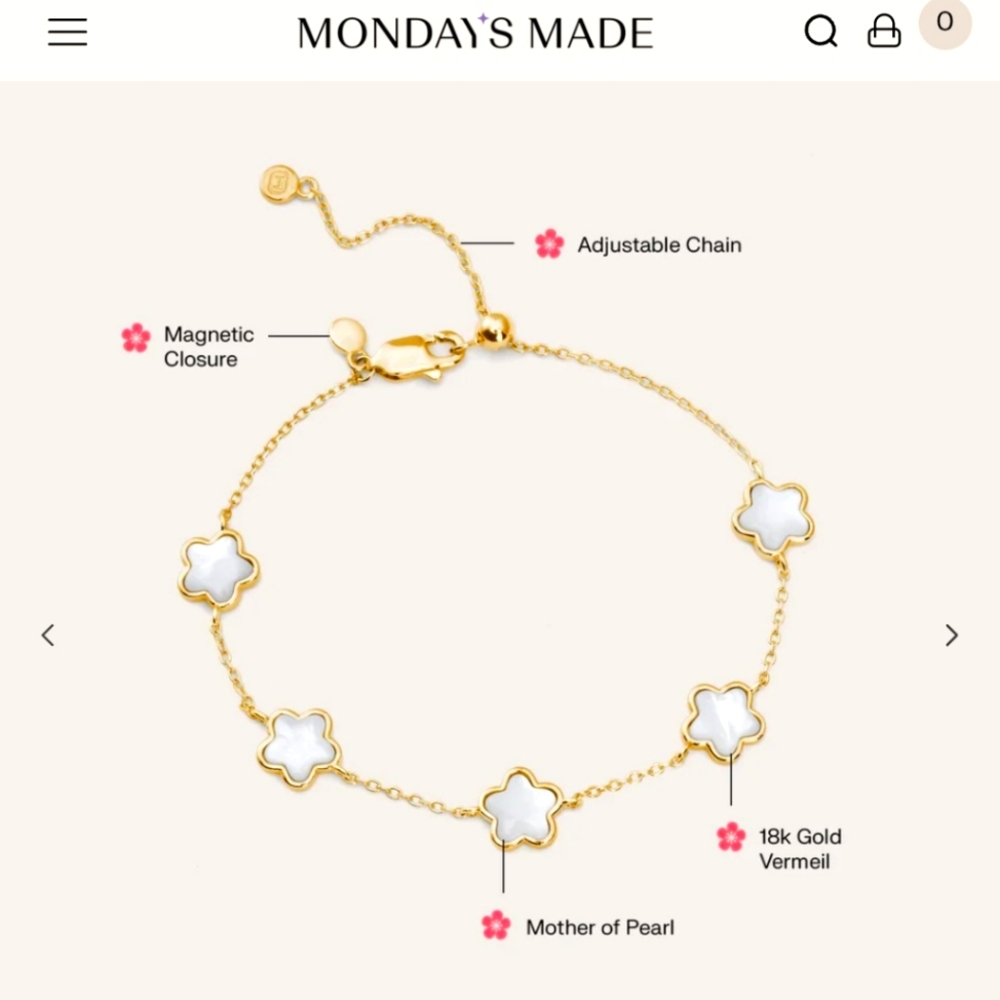 Mondays Made × Miki Rai Puffy Sakura Mother Of Pearl Bracelet